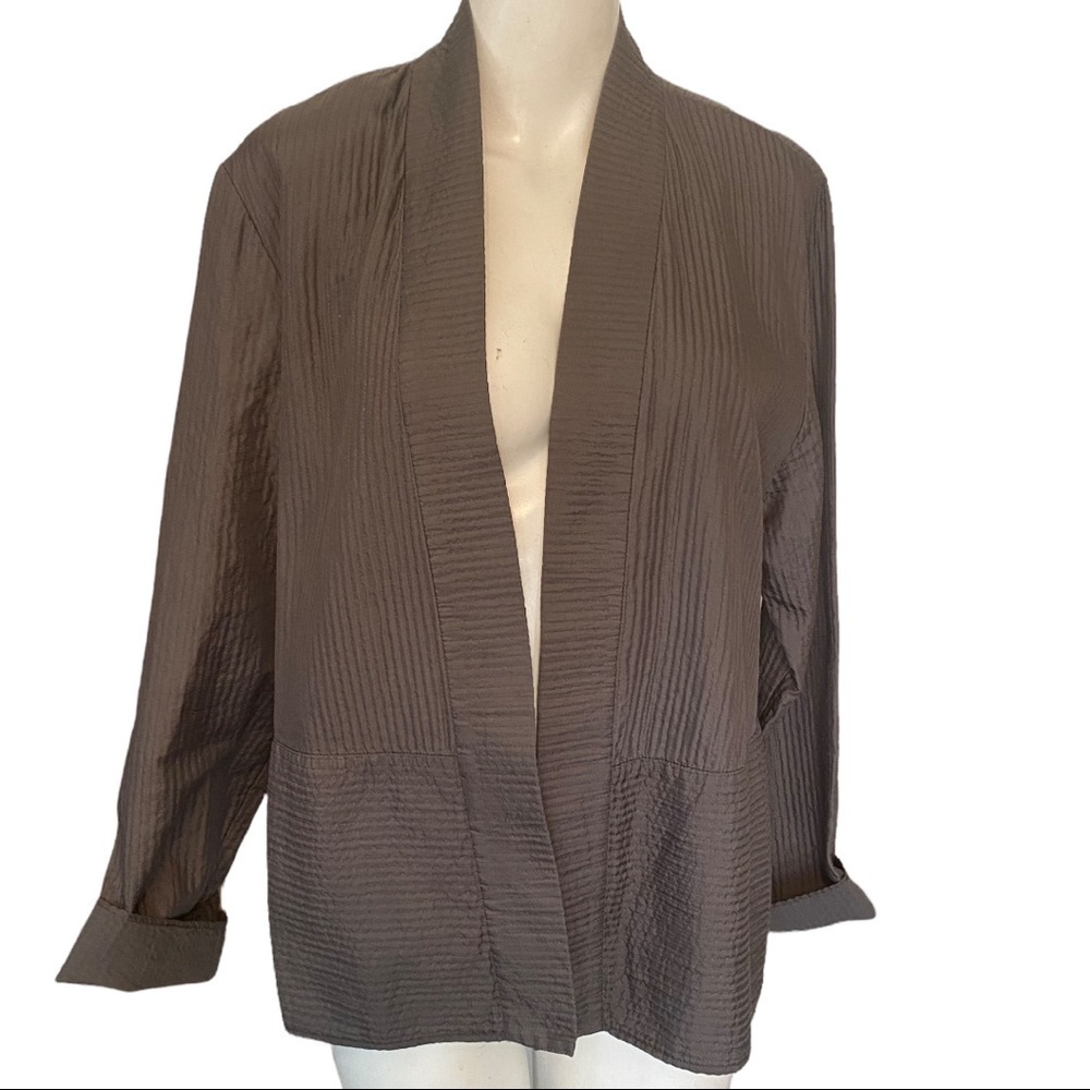 Eileen Fisher Jacket Open Front 100% Silk Size L